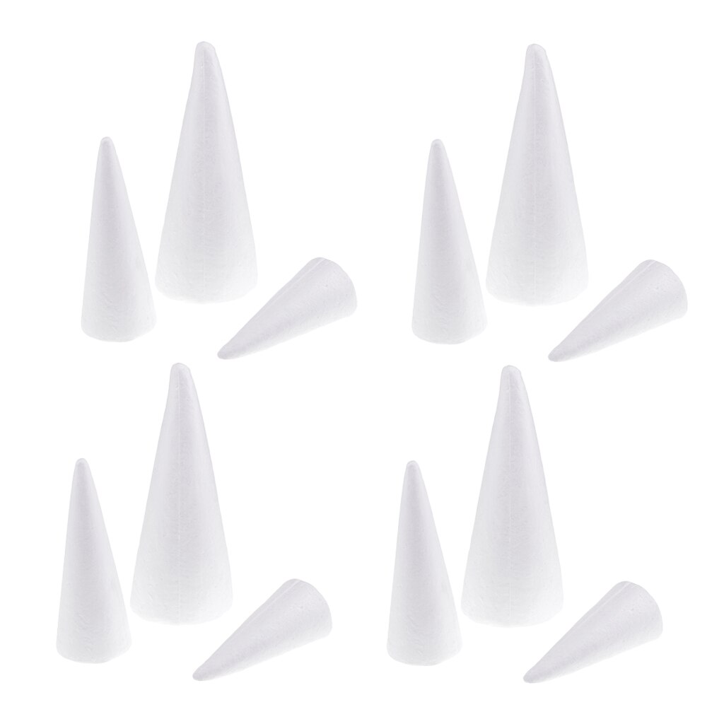 12 Cone Shape Styrofoam Foam For Handmade Modelling Kid Craft DIY 15/20/25cm
