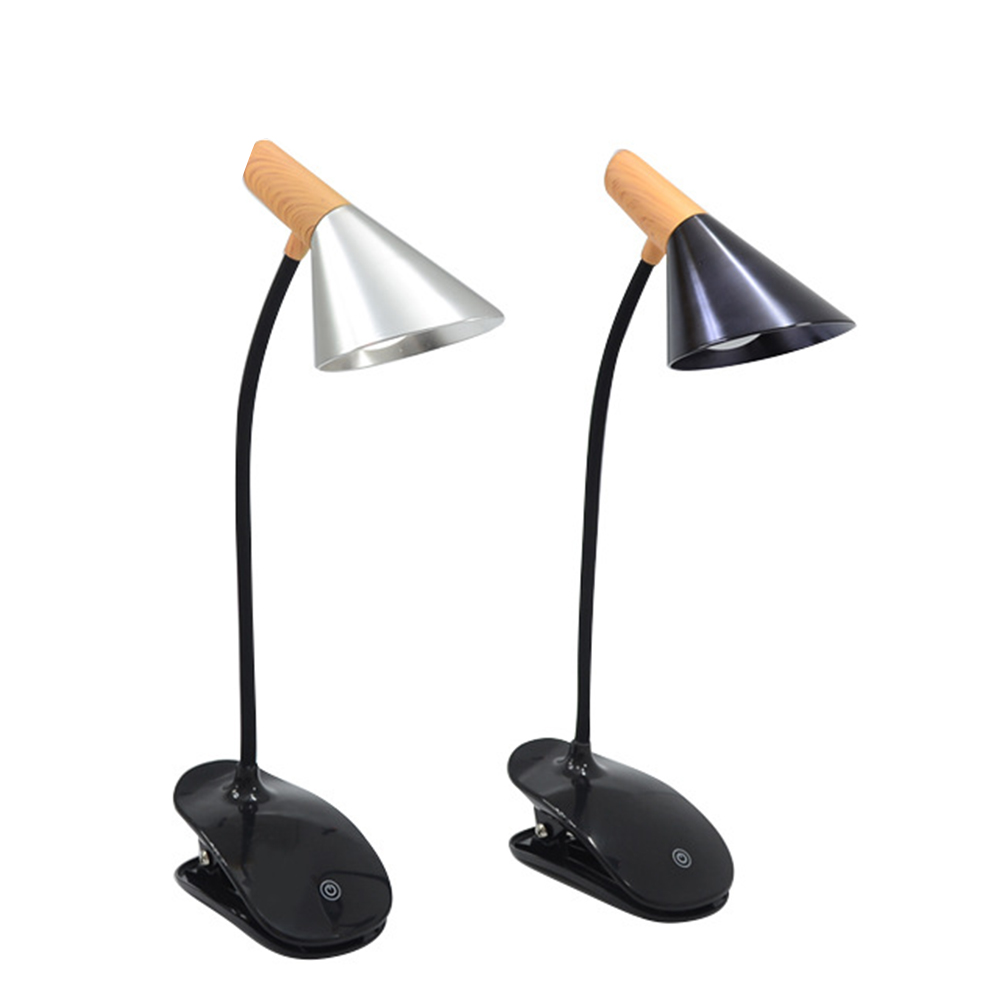 Vintage LED Clip & Stand Flexo Bureaulamp Touch Schakelaar Lampenkap Led Oplaadbare 3 Niveaus Dimmen Tafellampen Leeslamp