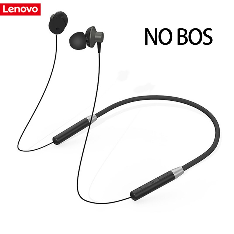 Original Lenovo HE05 Bluetooth 5.0 Neckband Wireless headphones Stereo Sports Magnetic Headphones Sports Running IPX5 Waterproof: HE05 Black No Bos