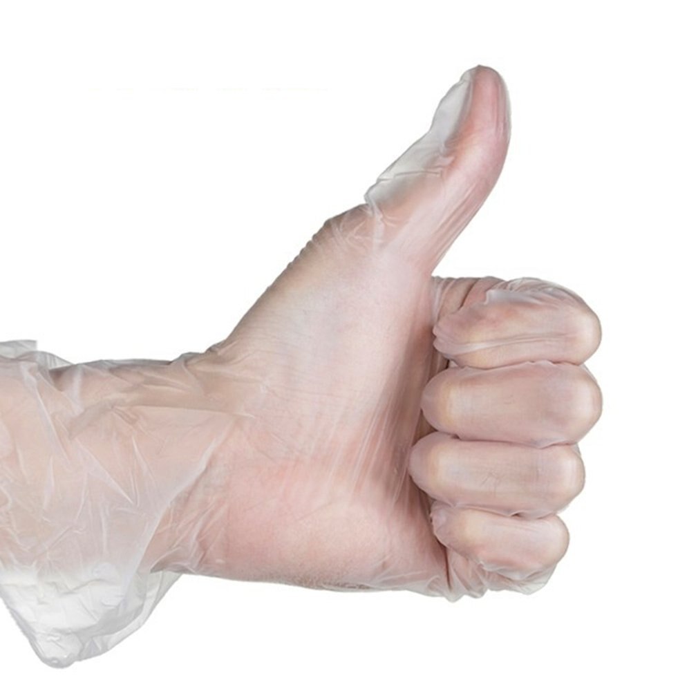 100 stk / sett beskyttelseshansker gjennomsiktig pvc vinyl engangshansker oppvask latexgummi hage universell: Gjennomsiktig m