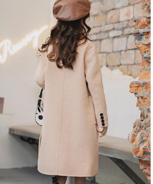 Abrigo largo de lana para niña adolescente, prenda de vestir de mezcla de lana suelta con doble botonadura, estilo inglés, Invierno