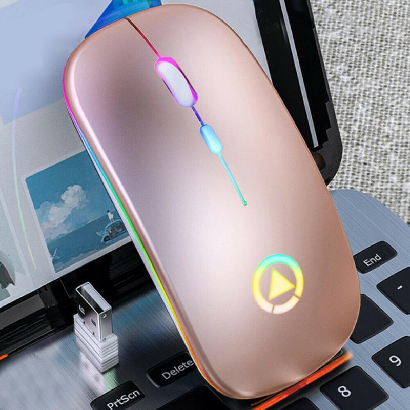 RGB Wireless Mouse Computer Mouse Silent Ergonomic Rechargeable Mice With LED Optical Backlit USB Mice For PC Laptop
