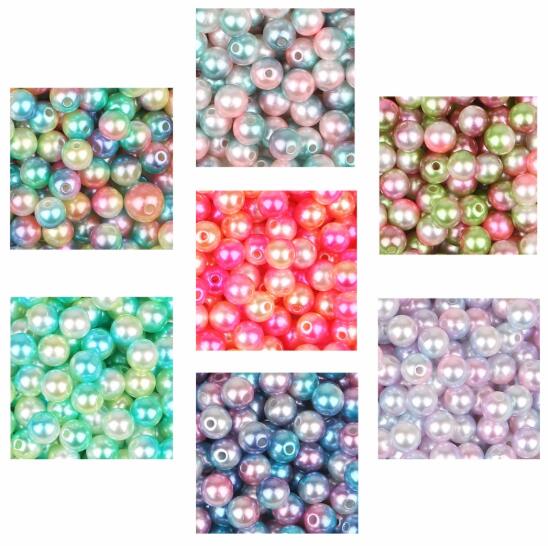 Rund regnbue farve imiteret perler perler  (4/6/8/10mm 350 stk) håndværk dekoration til gør-det-selv armbånd halskæder smykker fremstilling