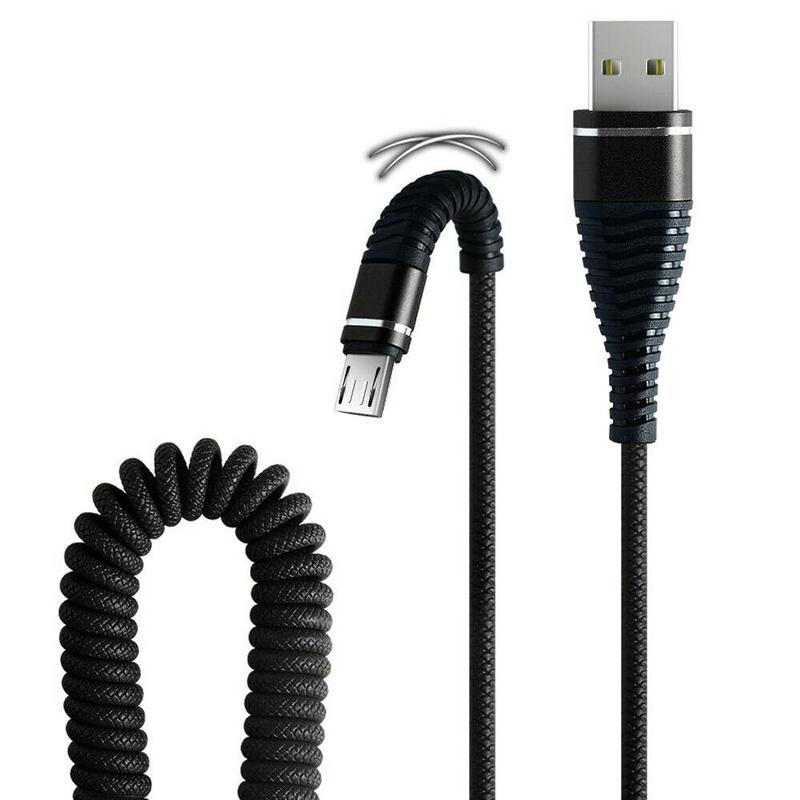 Spring Coiled Data Cable Retractable Fast Charging Cable Micro USB Wire Data Connect Charging Type C 1.2m I3Y9