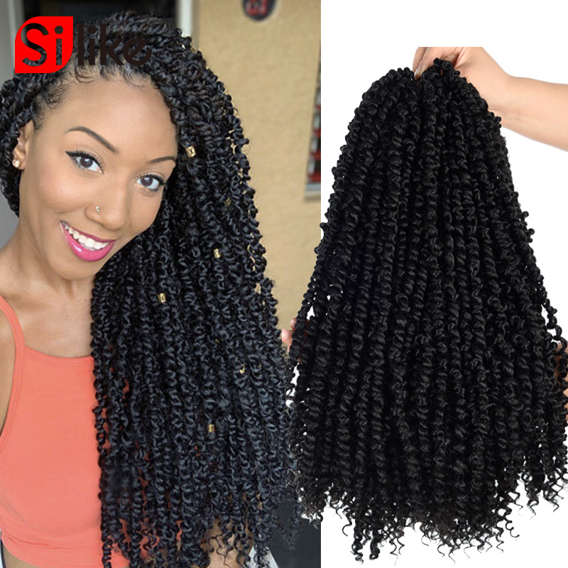 Silike Passion Twist 18 inch Fluffy Pre-Twist Black Pre Stretched Ombre ...