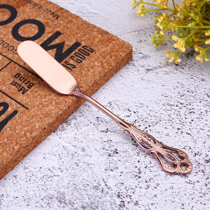 Vacclo 1pc Stirring Coffee Spoon 304 Stainless Steel Cutlery Round Square Shaped Vintage Dessert Spoon Fork Kitchen Accessories: RG5