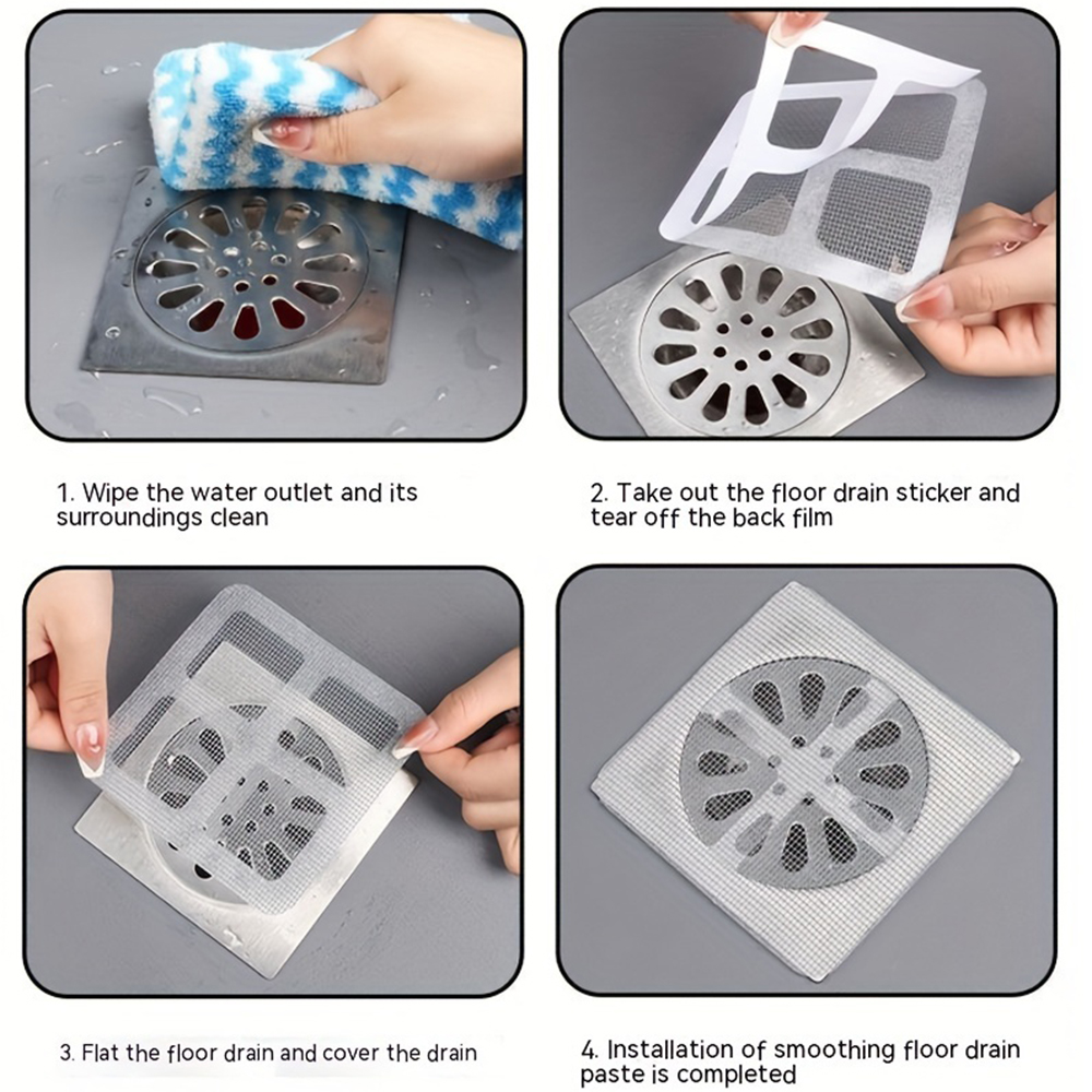Autocollant de vidange de sol 10/20 pièces, filet de filtre à cheveux auto-adhésif anti-insectes pour salle de bain, filtre d'égout, filet de maille Anti-blocage de cuisine