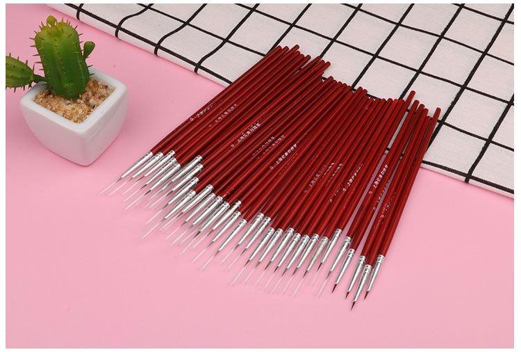 100 stk/sæt fin håndmalet tynd krog line pen multifarvet stafet tegning kunst pen maling pensel kunst forsyninger nylon pensel special: Rød 000