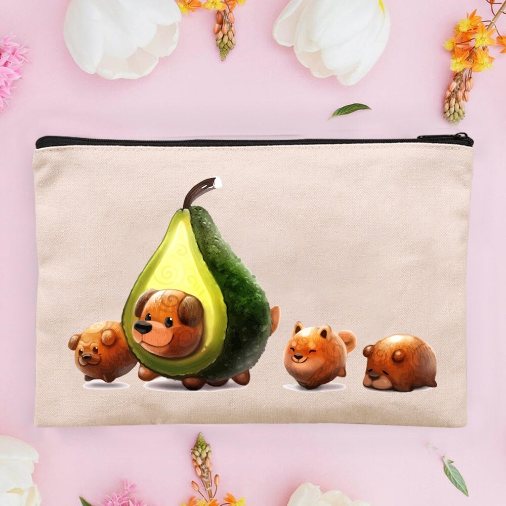 Women&#39;s Cosmetic Cases Avocado Pattern Lipstick Bag Zipper Cover Beautician Toiletry Makeup Pouch Coin Purse Pencil Case: 4Avocado008