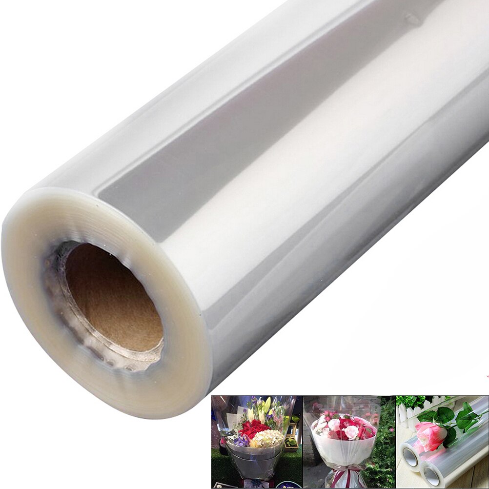 1 Roll Cellophane Long Transparent Durable Clear Wrapping for Flower Crafts Supplies Bouquet: Default Title