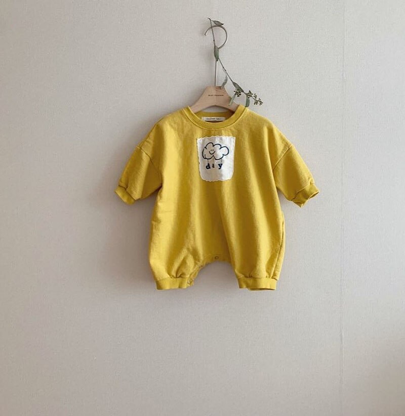 Milancel bebê macacão criativo retalhos infantil meninas meninos roupas nuvem 2 cores macacões do bebê: Amarelo / 9 m