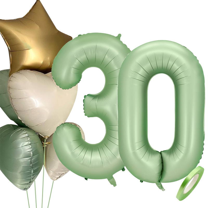 1SET 40inch Green Number Balloon With Star Heart Foil Balloons For 30 40 50 Adult Birthday Home Supplies Kids Party Decorations: VIOLET/紫罗兰