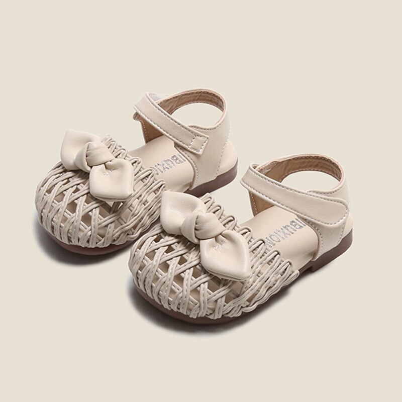 Sandalias de tejido sólido para niñas pequeñas, – Grandado