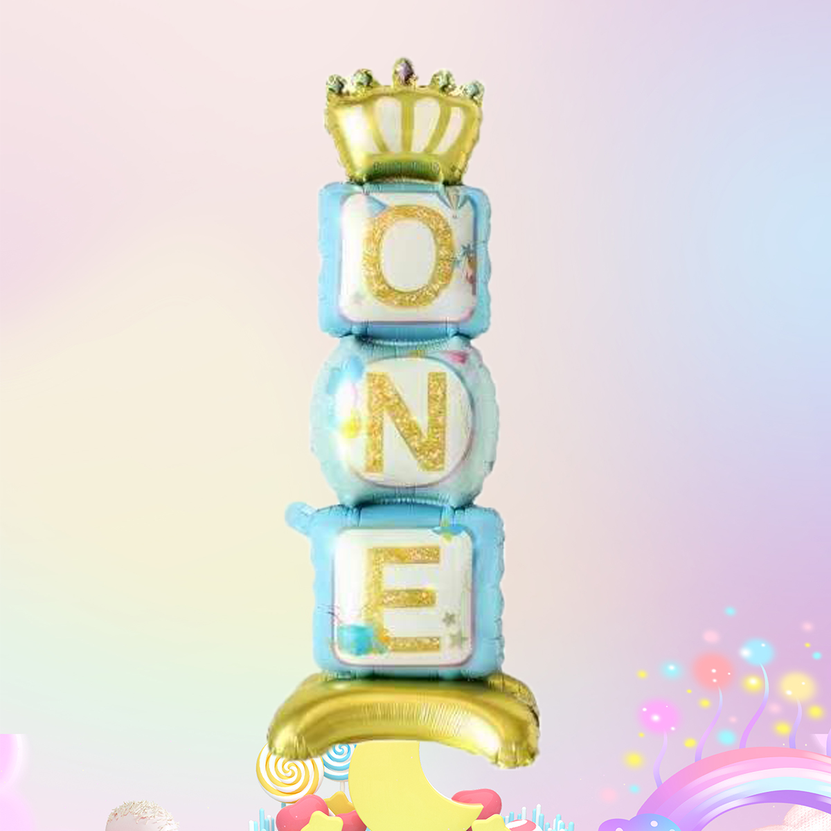 Corona Pedestal Niña Niño Globos de aluminio Baby SHowers Decoraciones para de primer cumpleaños