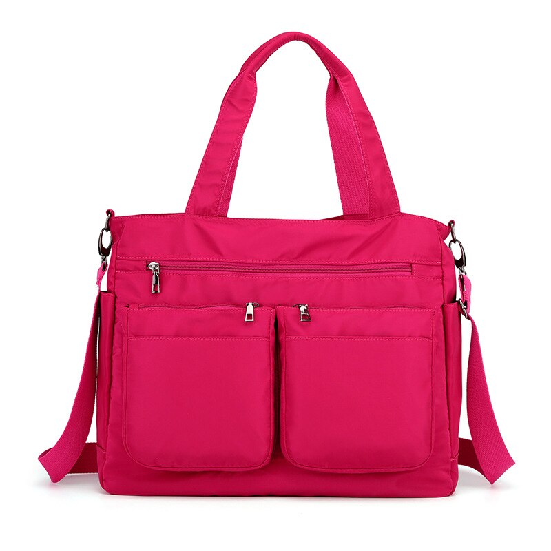 Women Multi-Pocket Travel Storage Bag Laptop Briefcase for Office Teacher Nurse Large Capacity Light Weight: Rose Red