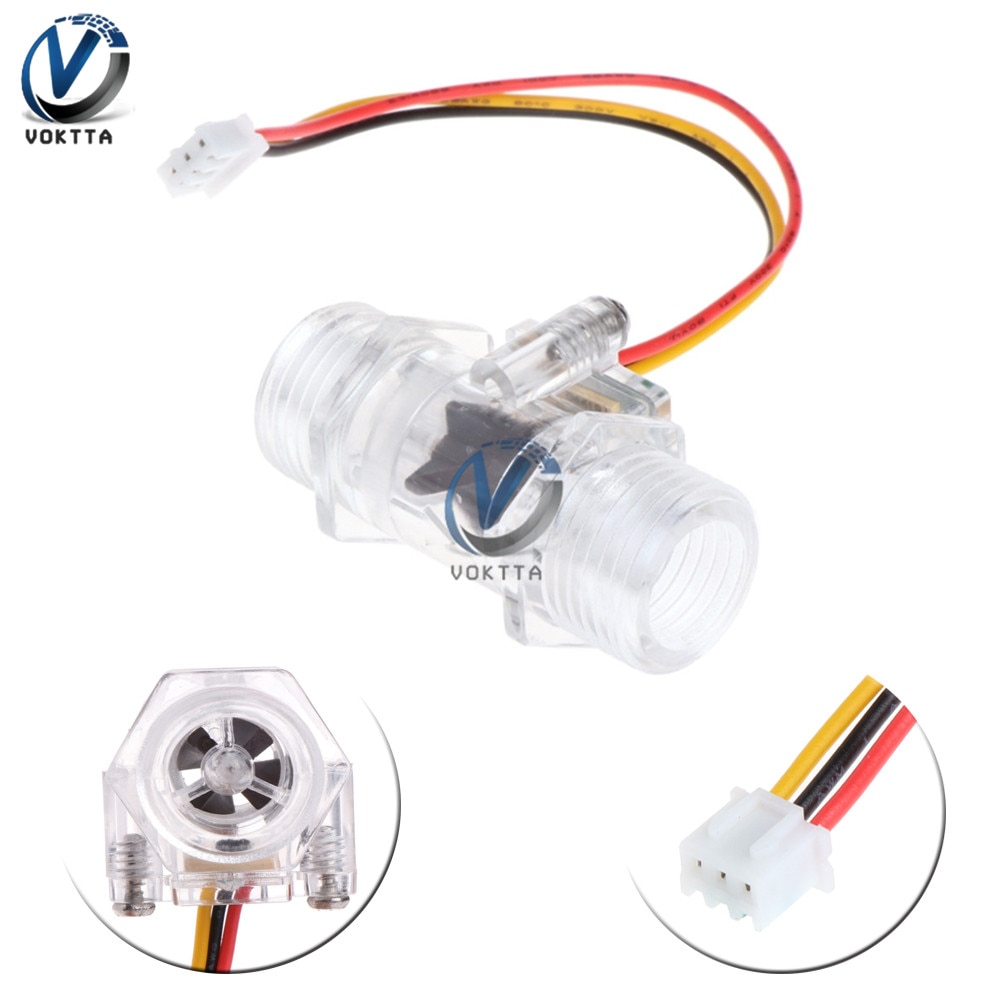 DC 12V DN15 Transparent Water Flow Sensor 5V G1/2" Flow Meter Measurement Hall Flow Sensor Indicator Counter Water Flow Sensor