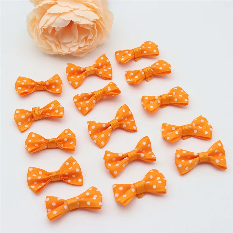 50/100pcs Size 2cmx3.5cm mini polka dot bow waist bow tie clothing diy accessories jewelry small bow tie headwear accessories: Orange / M