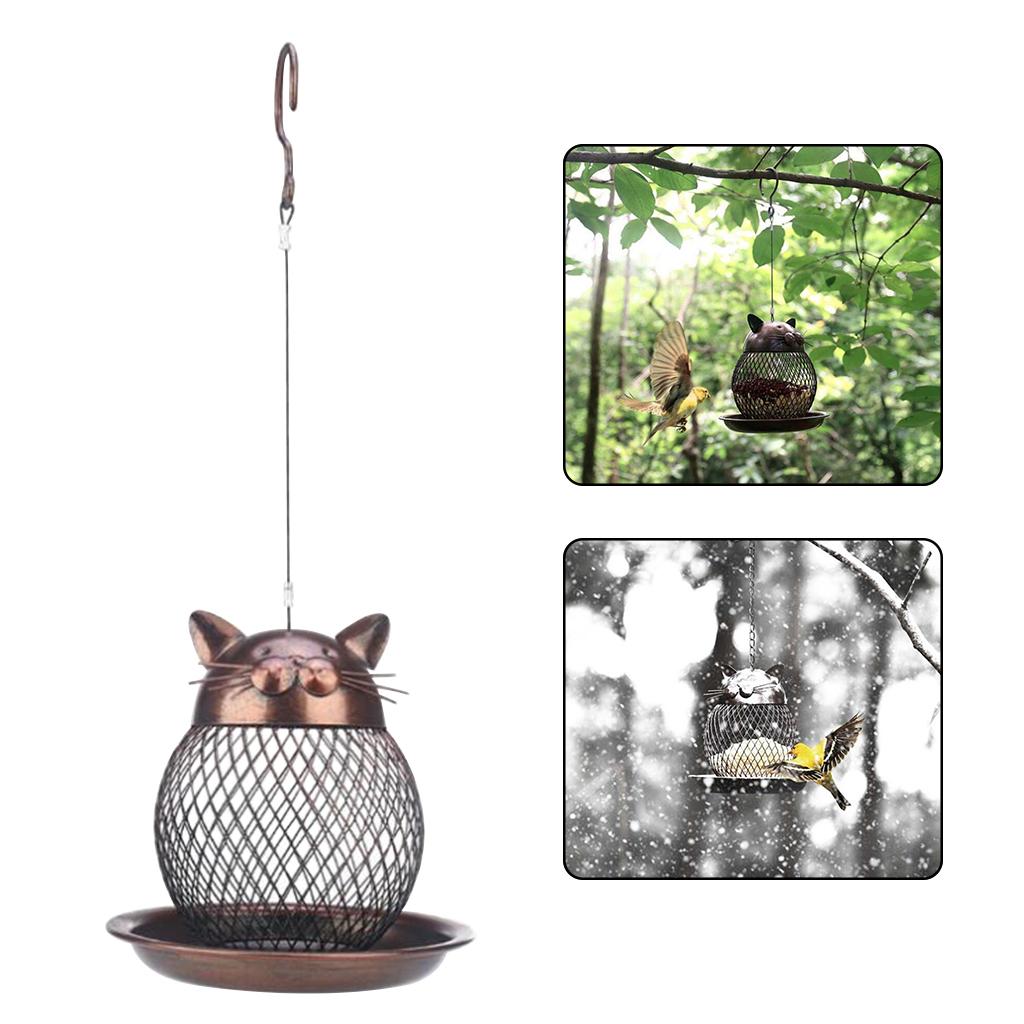 Hanging Bird Feeder Outdoor Metal Mesh Feeding Station Nuts Backyard Bird
