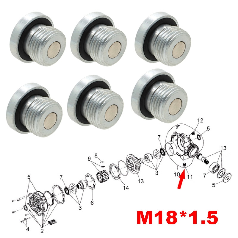 Bouchon de vidange de boîte de vitesses avant magnétique M18X1.5 2203738, pour Polaris ACE Sportsman RZR Ranger général Brutus Scrambler –