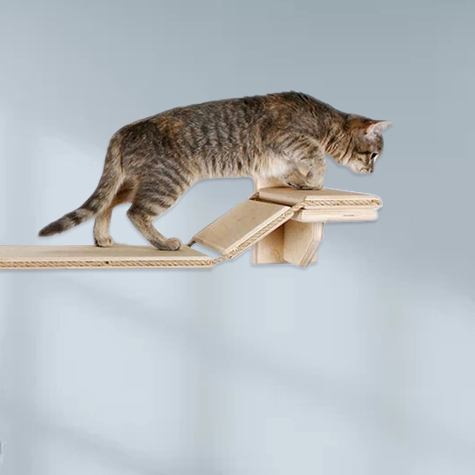 1m Cat Bridge Climbing Frame Wood Pet Cat Tree House Bed Hammock Sisal Rope Scratching Post Cat Furniture Cat Toy Wall Mounted
