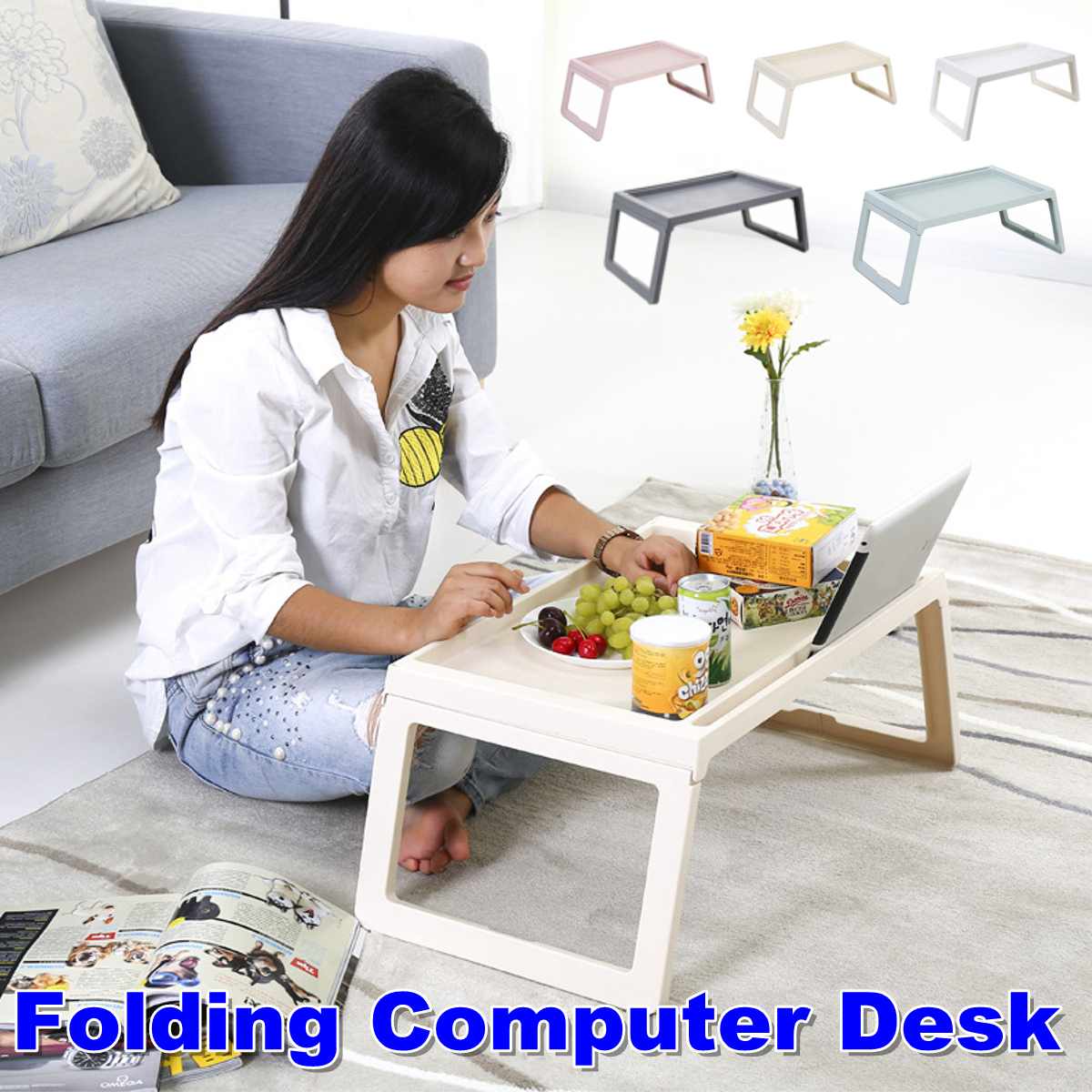 Soporte plegable portátil para escritorio, Lapdesk, ordenador portátil, mesa multifunción, oficina, desayuno, cama, bandeja para servir Mesa