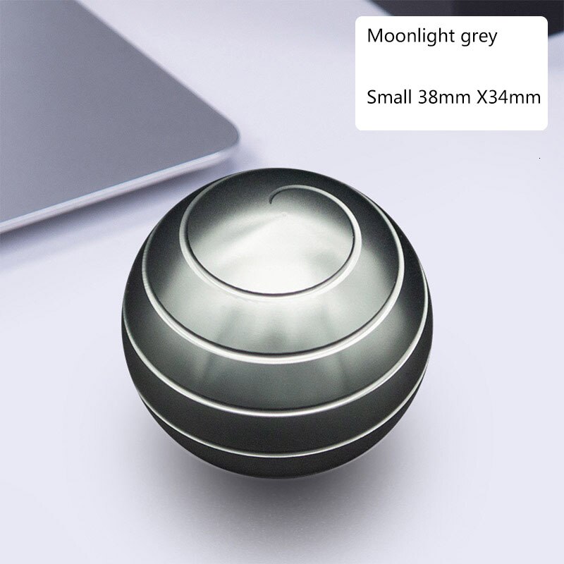 Desktop Decompression Rotating Spherical Gyroscope Desk Toy Metal Gyro Optical Illusion Flowing Finger Toy For Adult: moonlight is gray