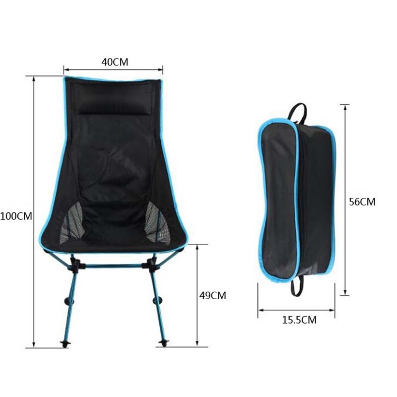 Foldbar campingstol fiskeri bbq vandreture ultra let stol udendørs værktøj stærk høj belastning 150kg strand picnic foldestol  od013