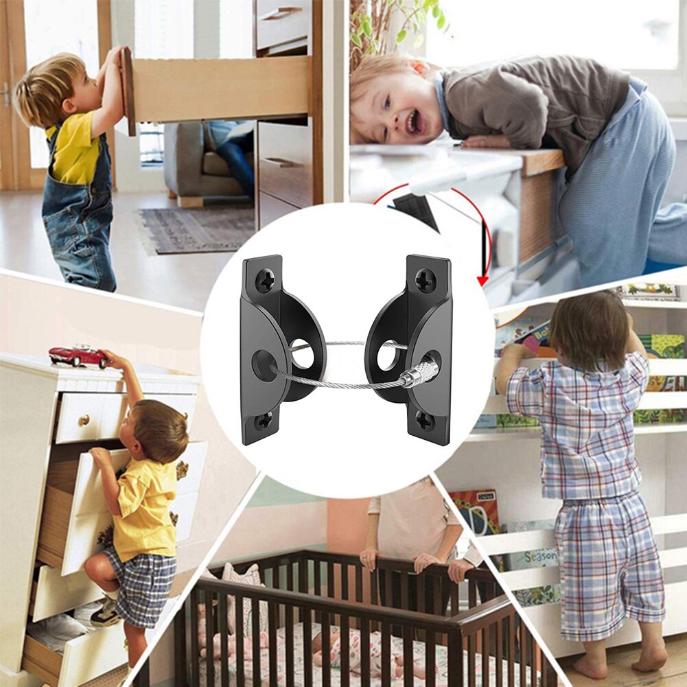 Juego de 3 correas de TV y muebles anti-puntas para la protección de bebés y niños-Kit de seguridad de correa para pared ajustable