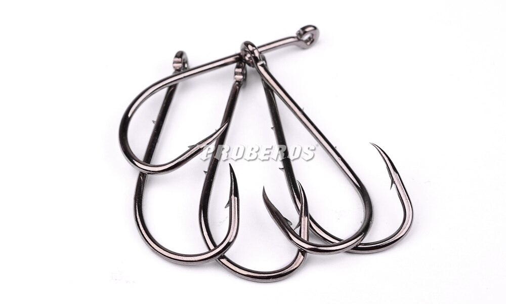 100pcs/lot Fishing Hooks 6-1# 1/0-6/0# Fish Hook Bait Holder Black Color Jig Big Barbed Hook Treble Hooks Fishing Tackle Pesca