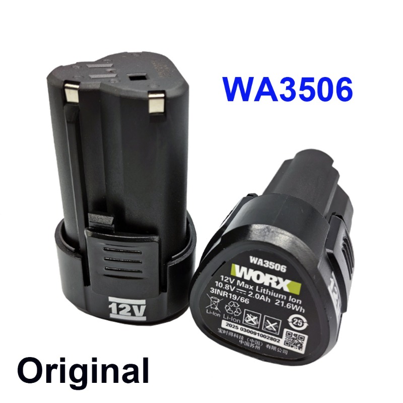 Original 12V 2.0Ah para 12V WORX WA3506 WU127 WU128 WU130 WU131X WU132 WU280 WX128 WX129 WX540 batería de herramienta eléctrica