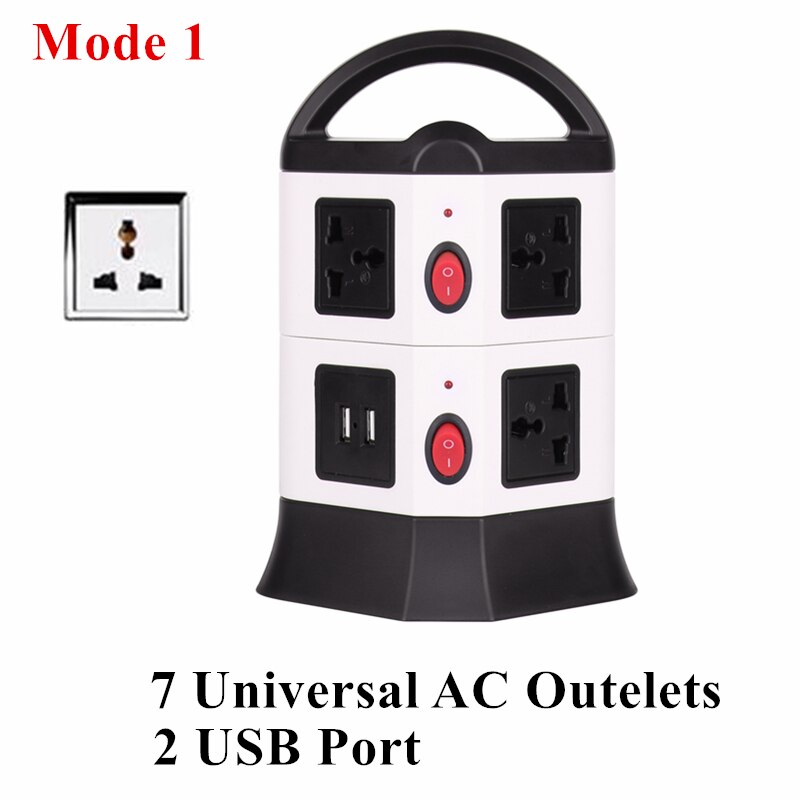 TESSAN EU Plug Stekkerdoos Multi Plug USB Socket met Schakelaar en 5/6. 5 ft Verlengsnoer: 7 Universal AC-2USB