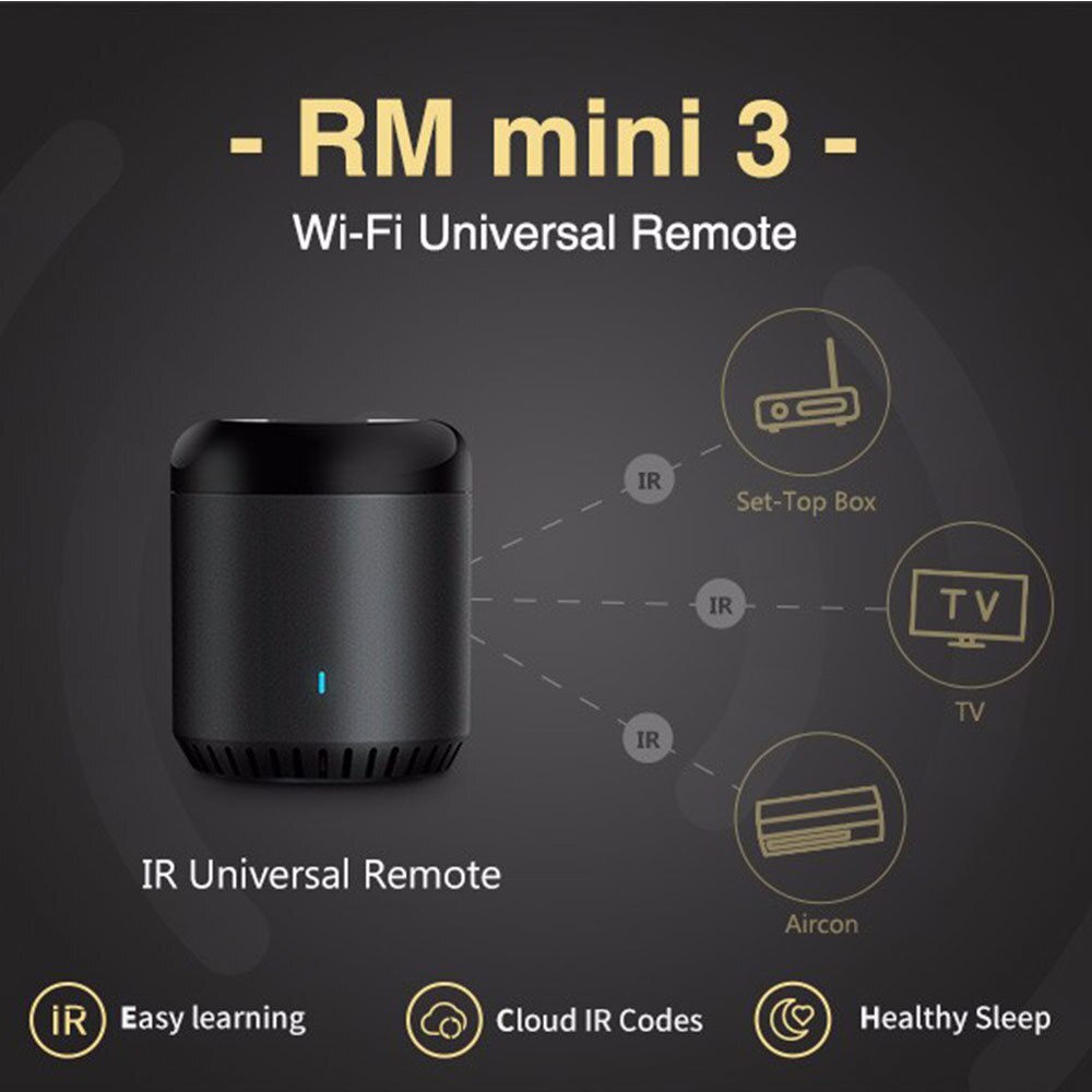 Broadlink rm mini 3 ir fjernbetjening smart home automation smart house app kontrol kompatibel med alexa ok google home mini