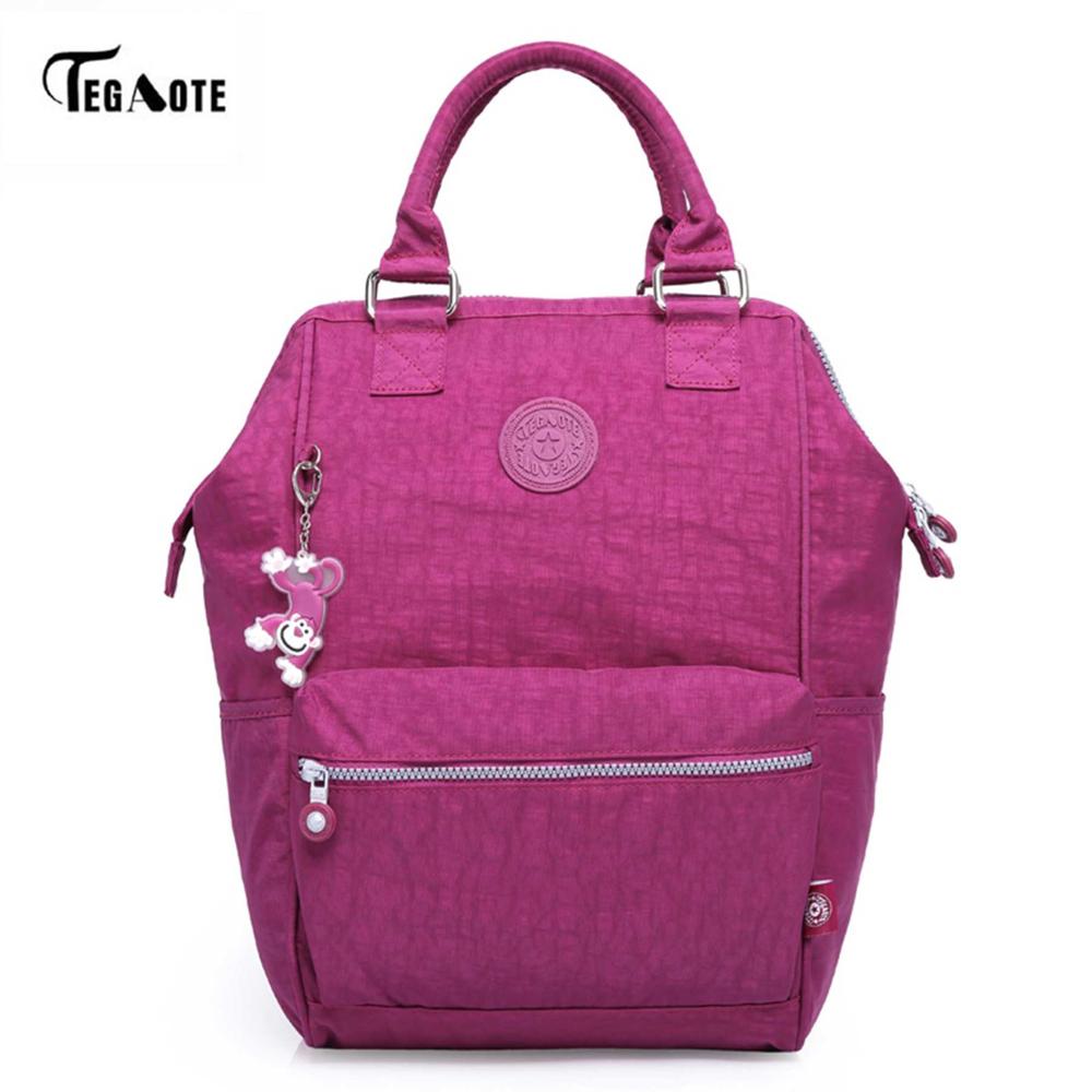 TEGAOTE Nylon Rugzak Studenten Schooltas Voor Tiener Meisjes Jongens Rugzakken Street Rugzak Laptop Rugzak Vrouwelijke: Purple red / 26CMX19CMX41CM 1609