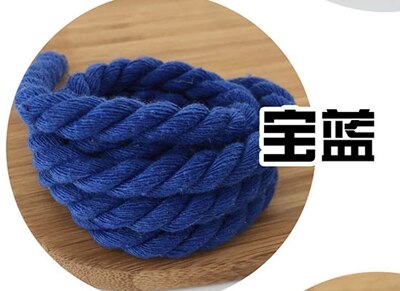 8mm drei-strang farbe baumwolle seil twist bündel seil kordelzug seil tasche dekorative seil diy zubehör: royalblue