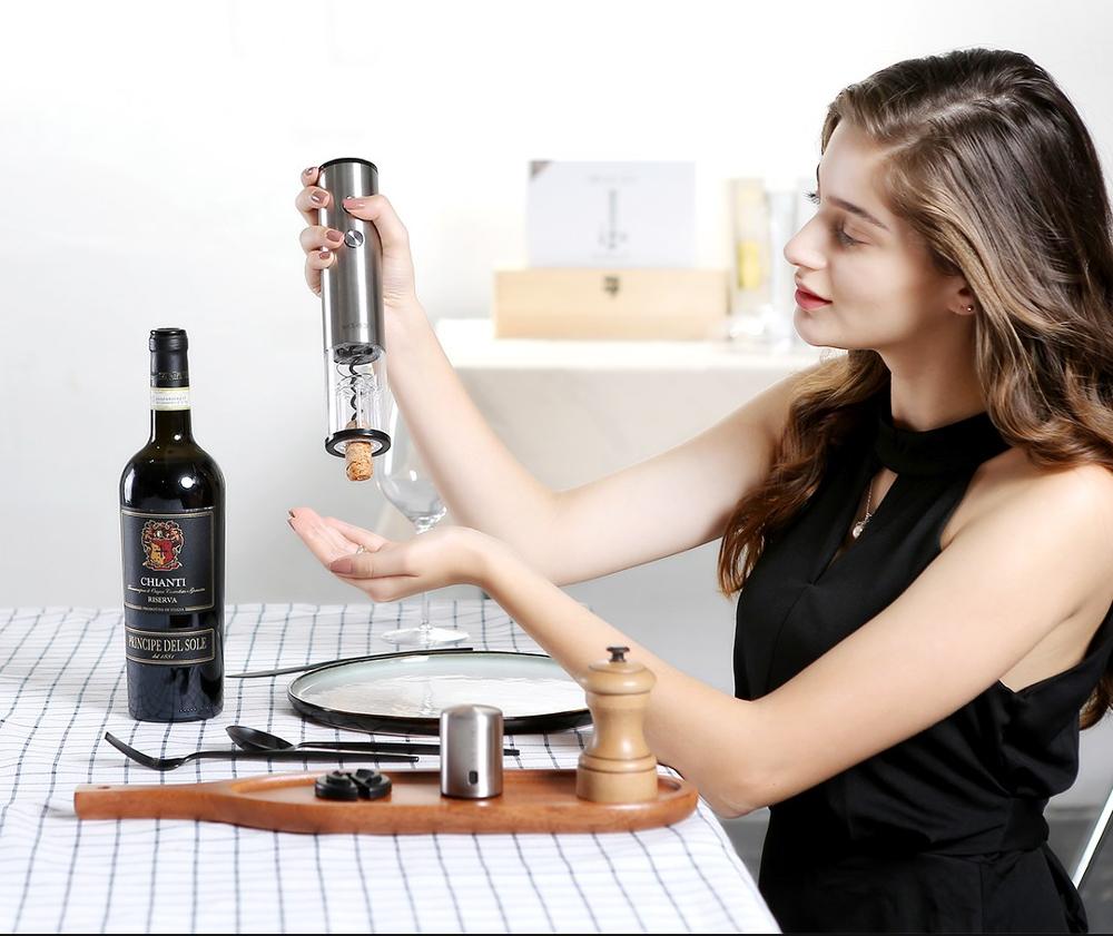 Youpin automatische wijnflesopener, elektrische kurkentrekker, snelle decanteerkaraf, rond, roestvrij staal, mini rode wijn, slimme wijnset