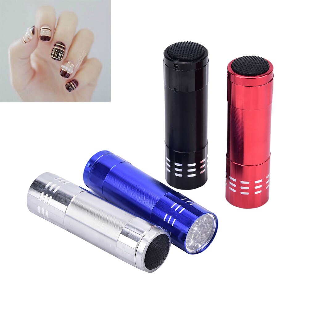 1Pc Gel Nail Droger Snel Droog Genezen Nail Art Droger Gereedschap Uv Lamp Draagbare 9 Led Zaklamp Voor Nail gel