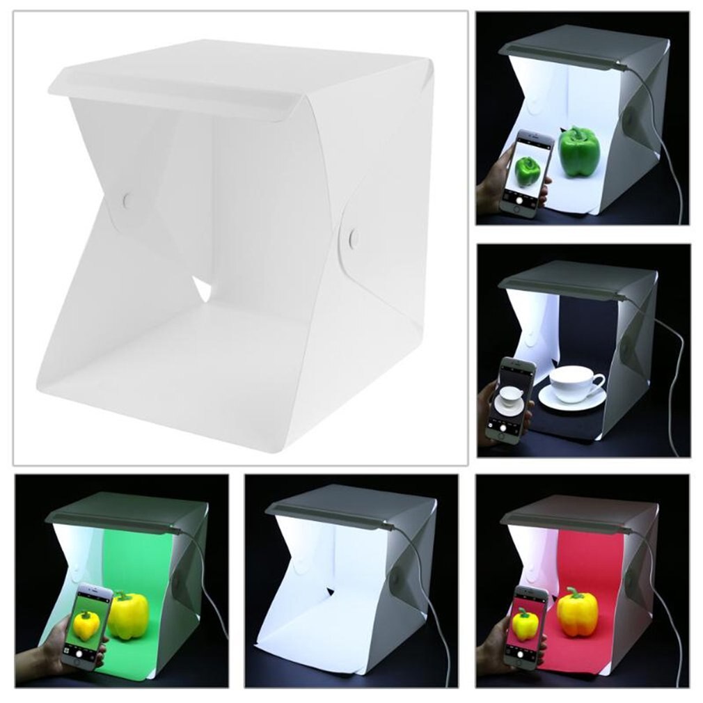 Mini caja de luz doble LED habitación foto estudio fotografía iluminación Sesión de fondo de tienda caja foto estudio