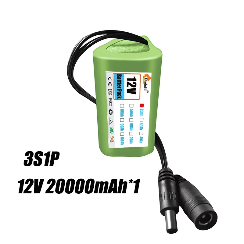 12V battery 3S1P 12V 20Ah 18650 lithium-ion battery pack with BMS for backup power supply CCTV cameras+12V charger: PURPLE