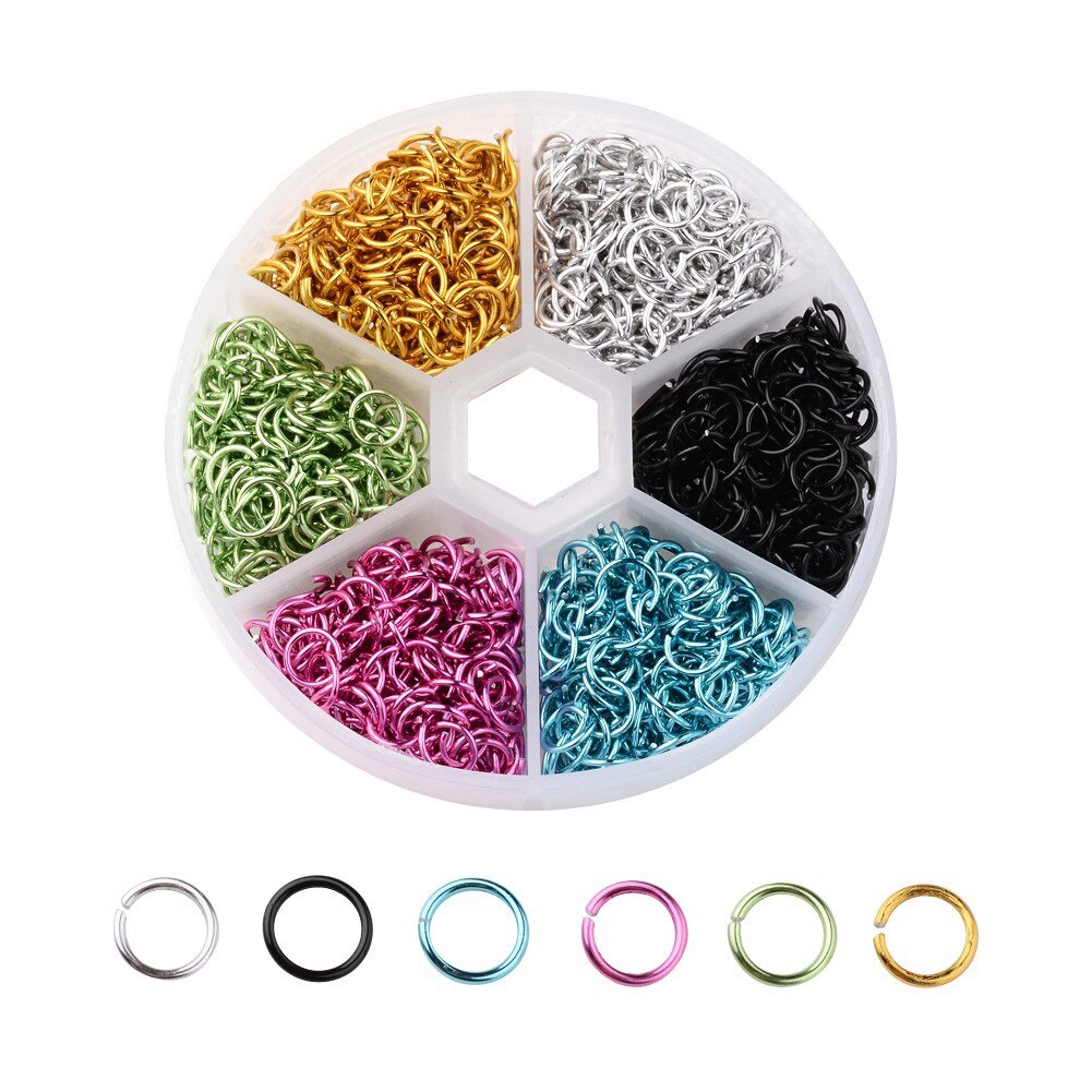 1080pcs/box Dia 6mm Mixed Colors Aluminum Open Jump Rings Split Rings for DIY Jewelry Making Findings Handcraft: Mix04