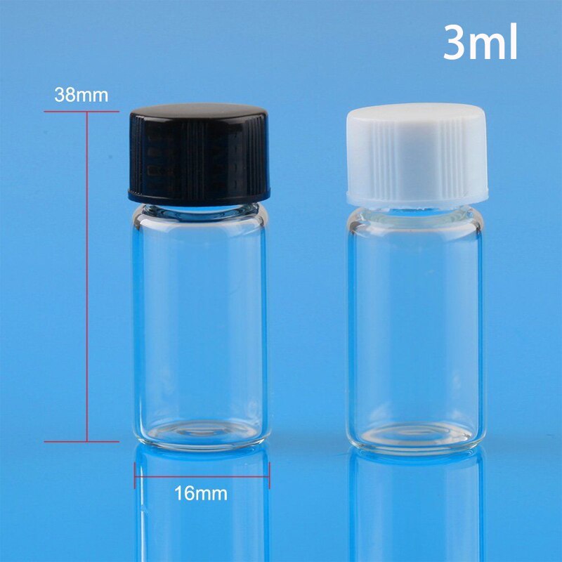Os frascos de vidro pequenos do âmbar transparente claro de 50 pces 3ml engarrafa recipientes de garrafa do reagente do laboratório da amostra de brown com tampão de parafuso