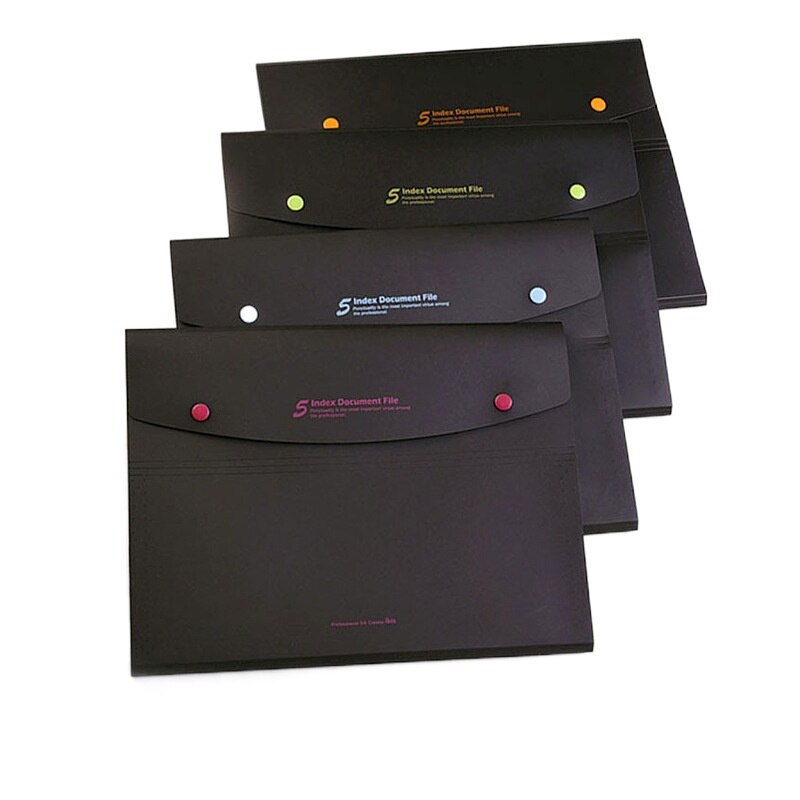 5PCS 5 Grid Organ Bag Student A4 Color Folder Test Paper Clip Multi-layer File Bag Information Collection Bag File Clip: Default Title