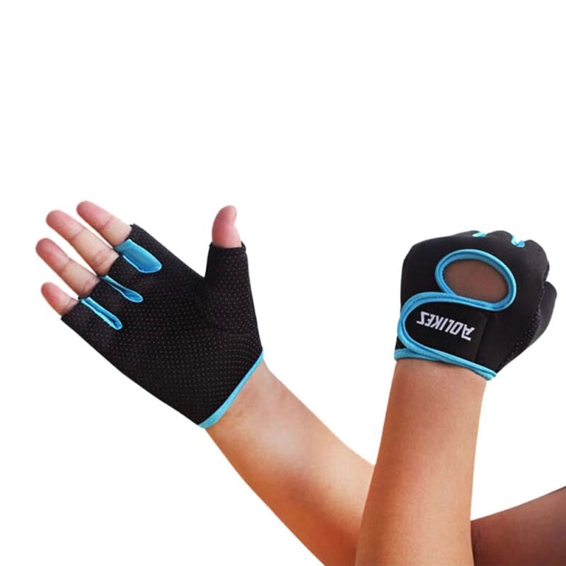 Multi-colors Women Men Fitness Exercise Workout Fitness Gym Sports Gloves Gym Training Hiking Gloves: Blue / L