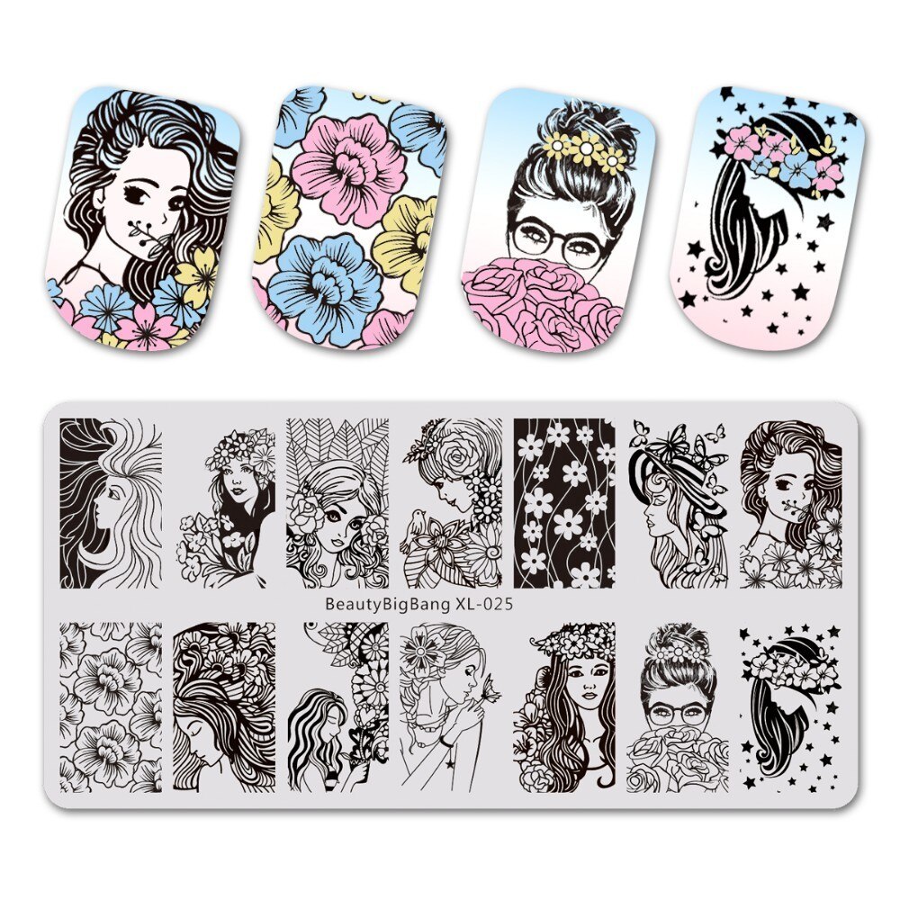 Beautybigbang alla hjärtans dag nagelstämpling tallrikar kärlek hjärta blommor stämpling för naglar diy nail art mall bbb xl -046: 25