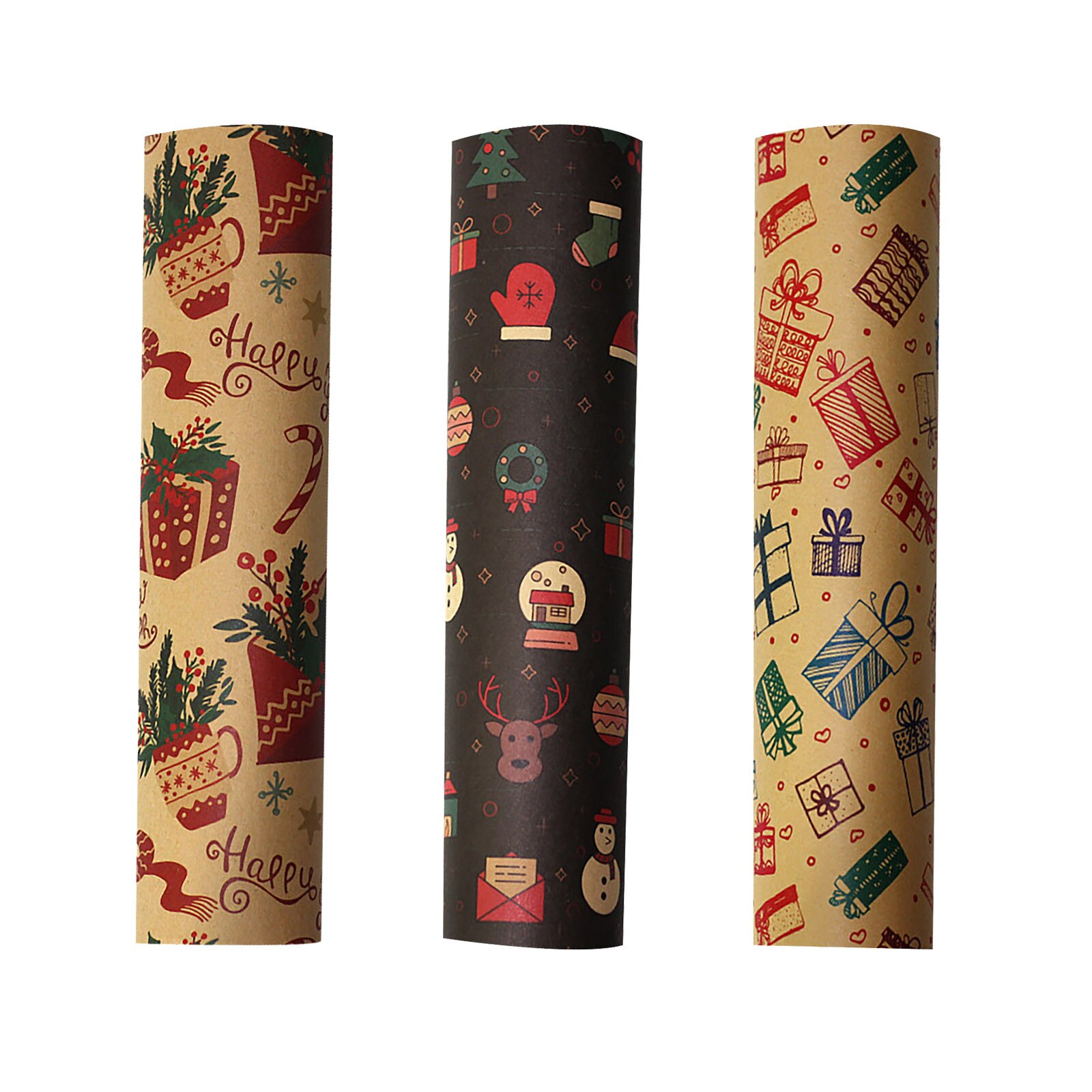 Christmas Printing Kraft Paper Roll Crafts Art Packaging Decorative Paper Home Decoration Festive Party Supply #T1P: C