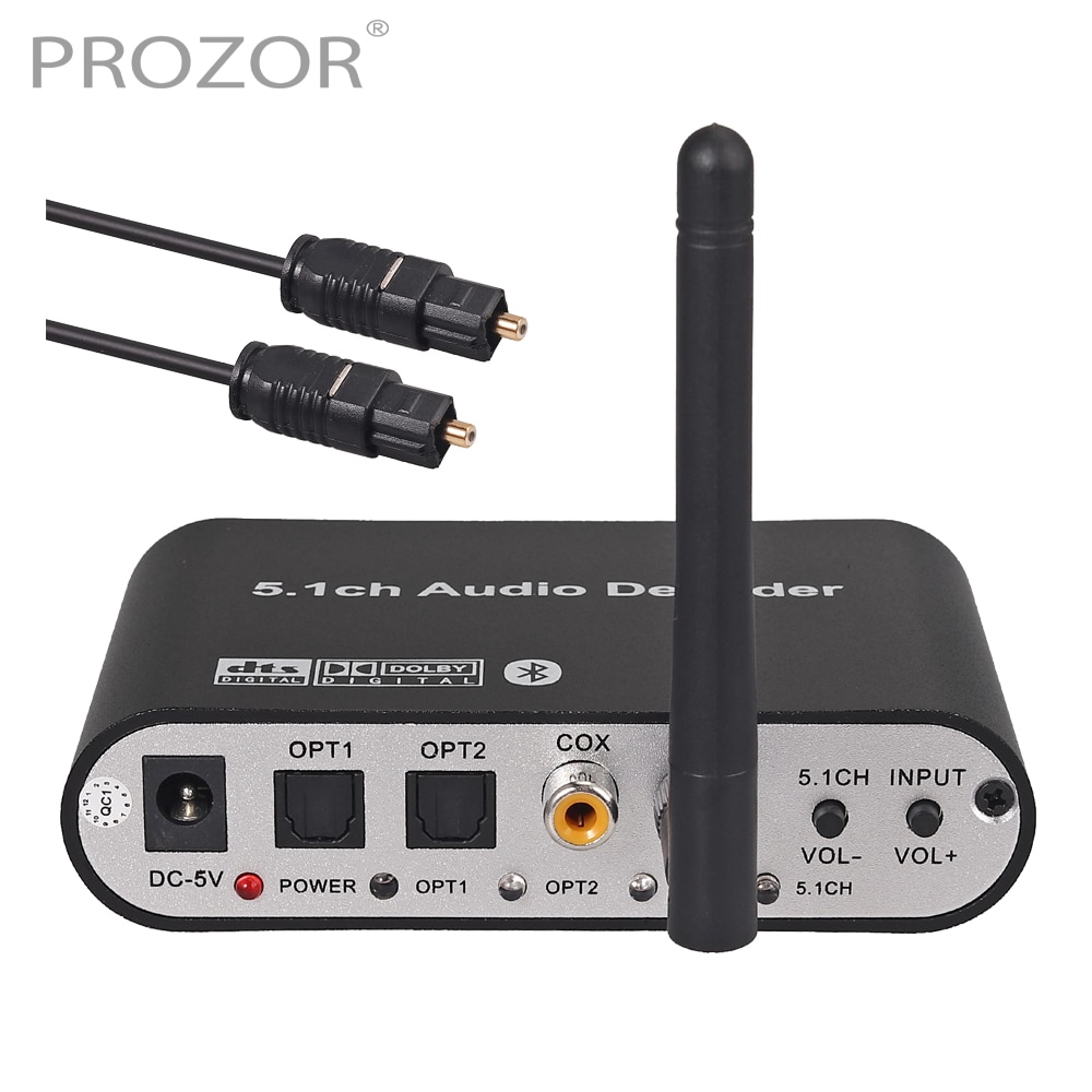 PROZOR 5.1CH Audio Decoder Bluetooth 5.0 Wireless Audio DAC Receiver Optical Adapter Coaxial AUX USB Disk Play Support DTS AC3