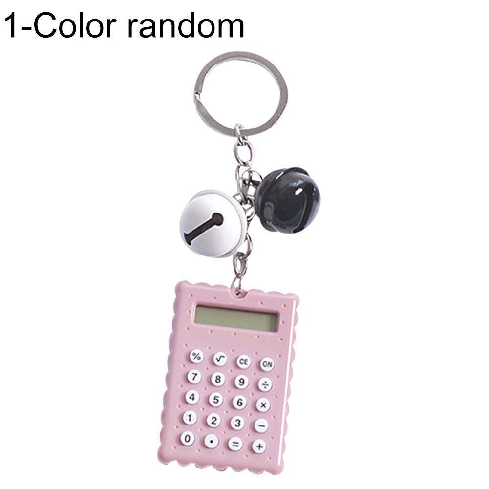 Mini chaveiro de bolso com calculadora, portátil, dígito, formato de biscoito, desenho, calculadora, material de escritório: Random Color 1