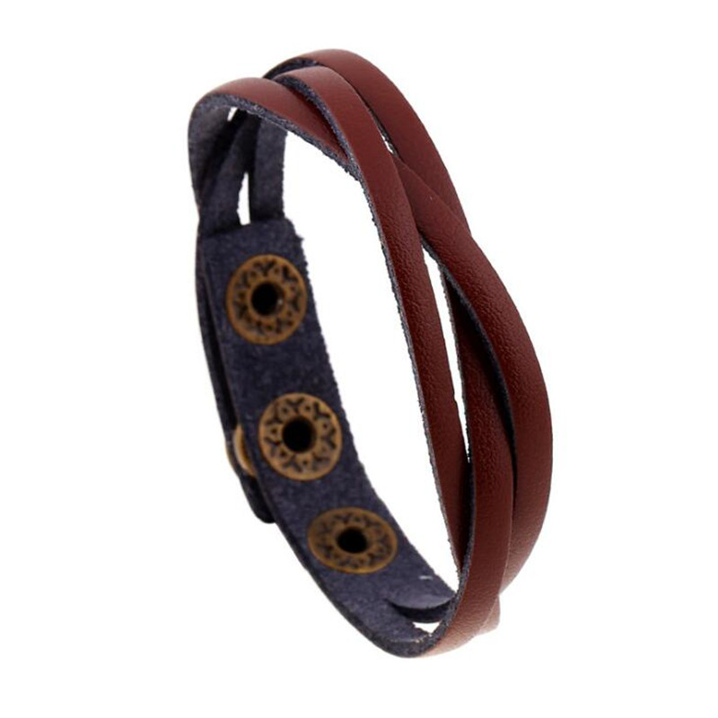 Jahrgang Punk Stil mehrschichtig-wickeln Leder Armbinde für Männliche Multi Farbe retro wickeln Armbänder &Ampere; Armreifen Homme Schmuck: Braun