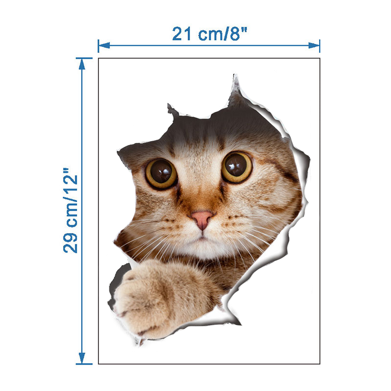 3D koci wzór naklejki naklejki ścienne z kotem naklejka na toaletę wodoodporna dekoracja do domu szklane okno Wall Art 25*18.5cm: 13