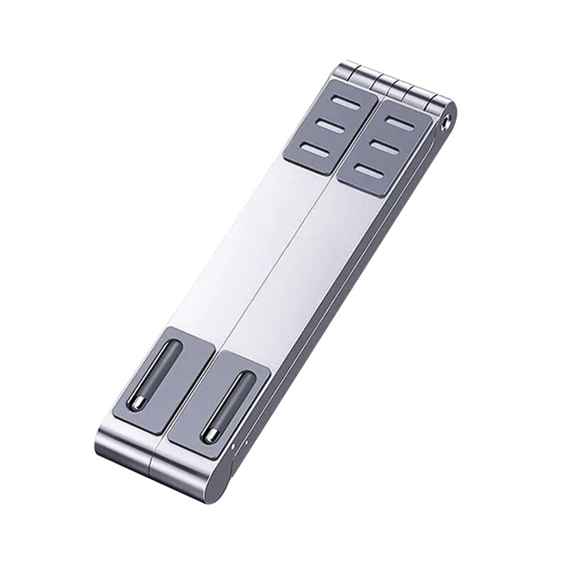 3 In1 Mini Draagbare Metalen Houder Tablet Telefoon Laptop Stand Folderable Houder Voor Ipad Mobiele Cellphone Notebook: Zilver