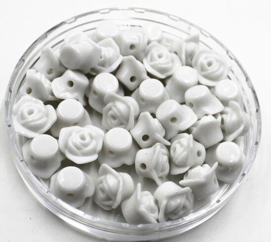 GHRQX Colorful roses loose beads DIY Beads Bracelet making 30 pcs: White